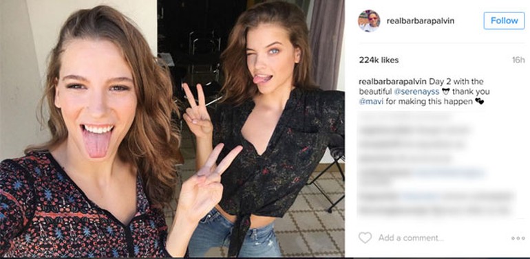 Serenay Sarıkaya ile Barbara Palvin’den zafer işareti