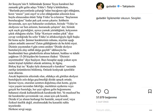Gülse Birsel’den Jet Sosyete’deki skolyoz sahnesine açıklama!