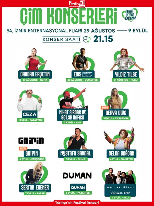 İzmir’de Unutulmaz Çim Konserleri: Türkiye’nin En İyi Sanatçıları Sahne Alıyor