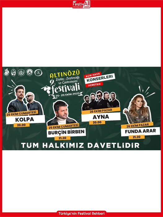 Altınözü Zeytin Festivali Başlıyor: Ücretsiz Konserler ve Gastronomi Şöleni