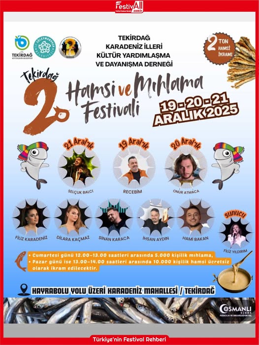 Tekirdağ’da 2. Hamsi ve Mıhlama Festivali: 3 Günlük Lezzet ve Eğlence Şöleni